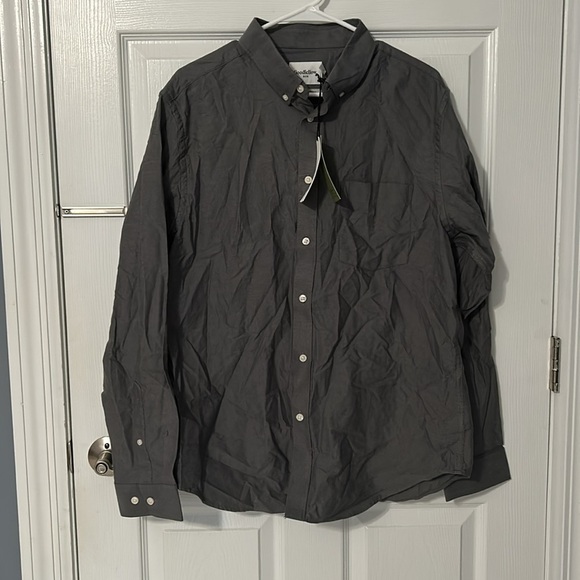 NWT Goodfellow Standard Fit Casual Button Down Dress Shirt Gray Size Large - Picture 1 of 5